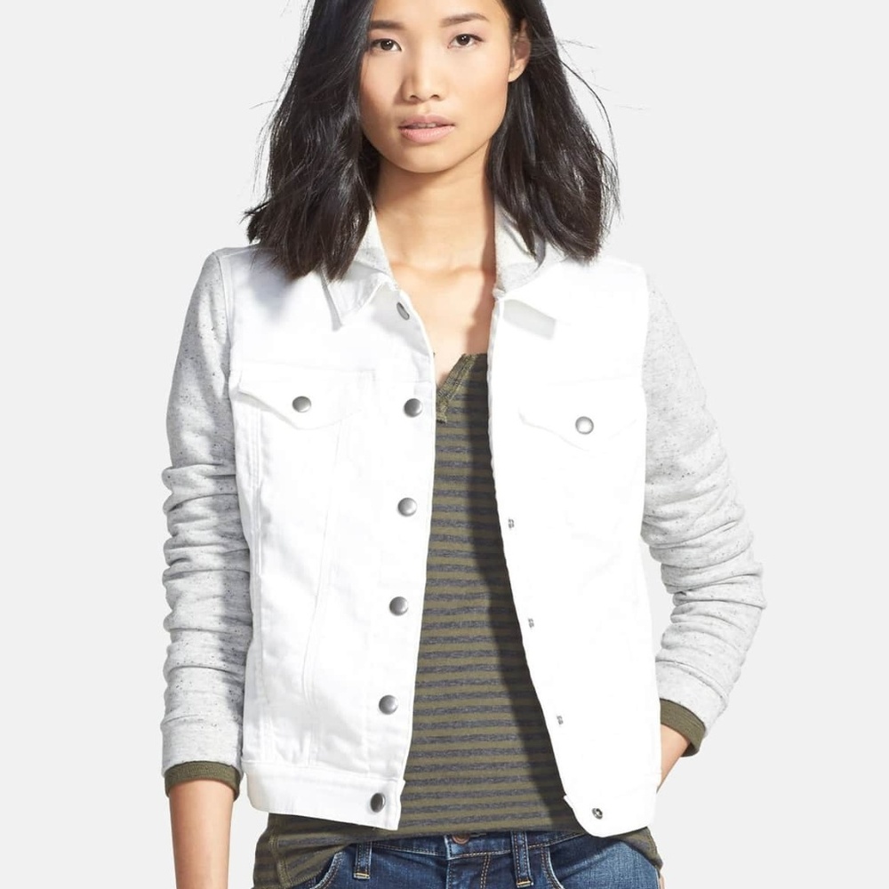 Hinge White Denim Hooded Jacket